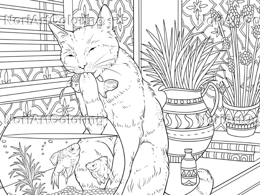 10 Mischievous Cats Coloring Pages Printable Adult Coloring Pages Download Lineart Illustration Printable PDF And PNG File Line Art Etsy
