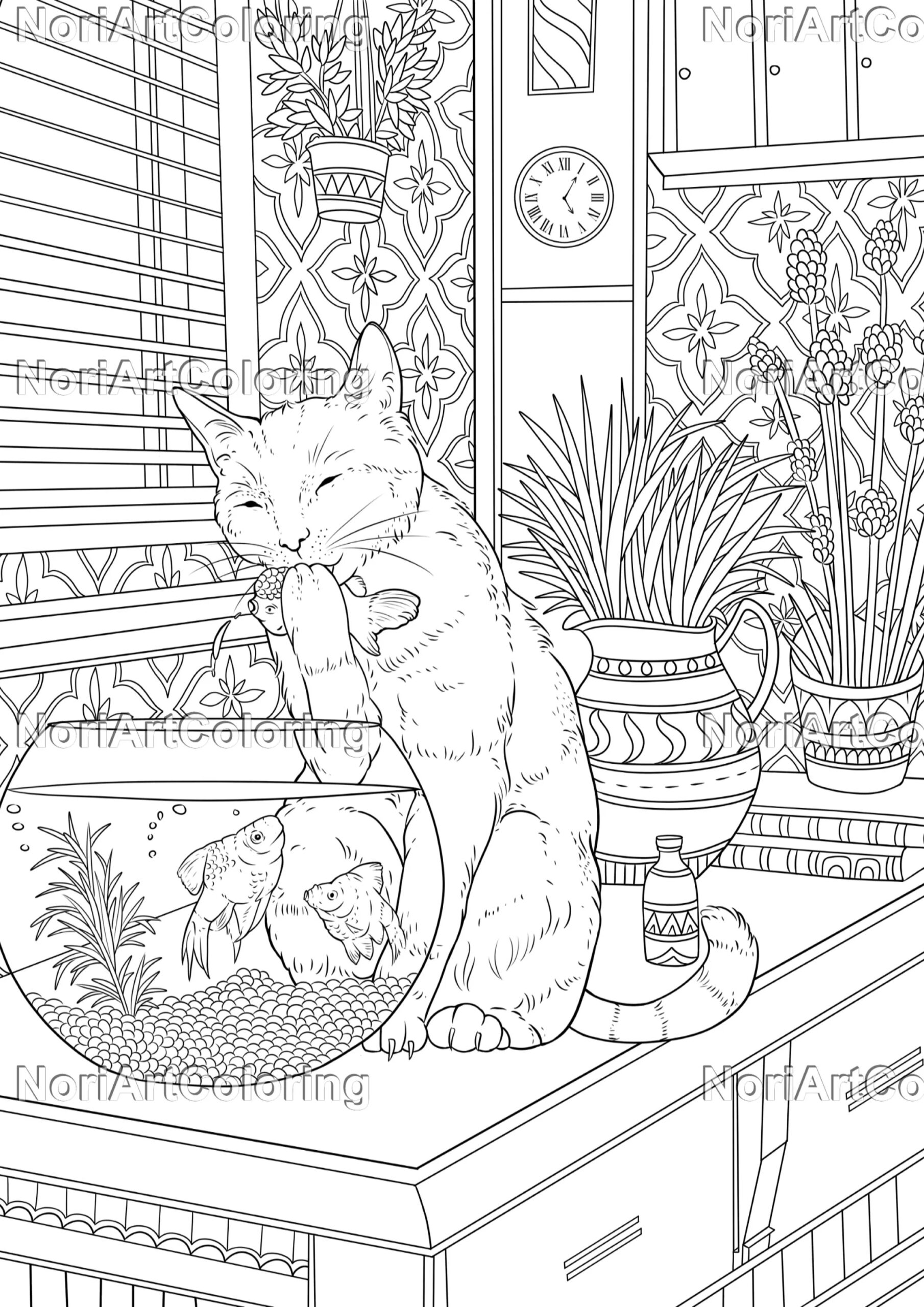 10 Mischievous Cats Coloring Pages Printable Adult Coloring Pages Download Lineart Illustration Printable PDF And PNG File Line Art Etsy