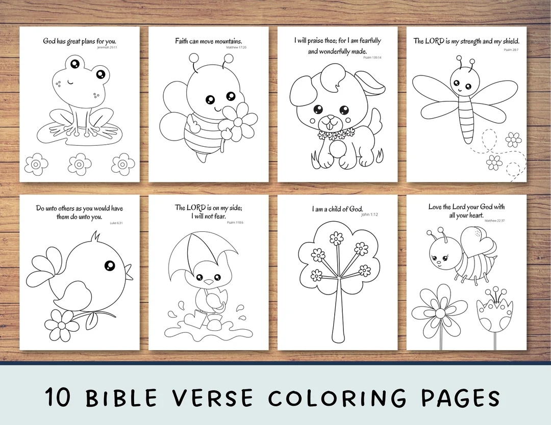 10 Spring Themed Coloring Pages Bible Coloring Sunday School Kids Coloring Pages Printable Christian Coloring Sheets Primary Etsy