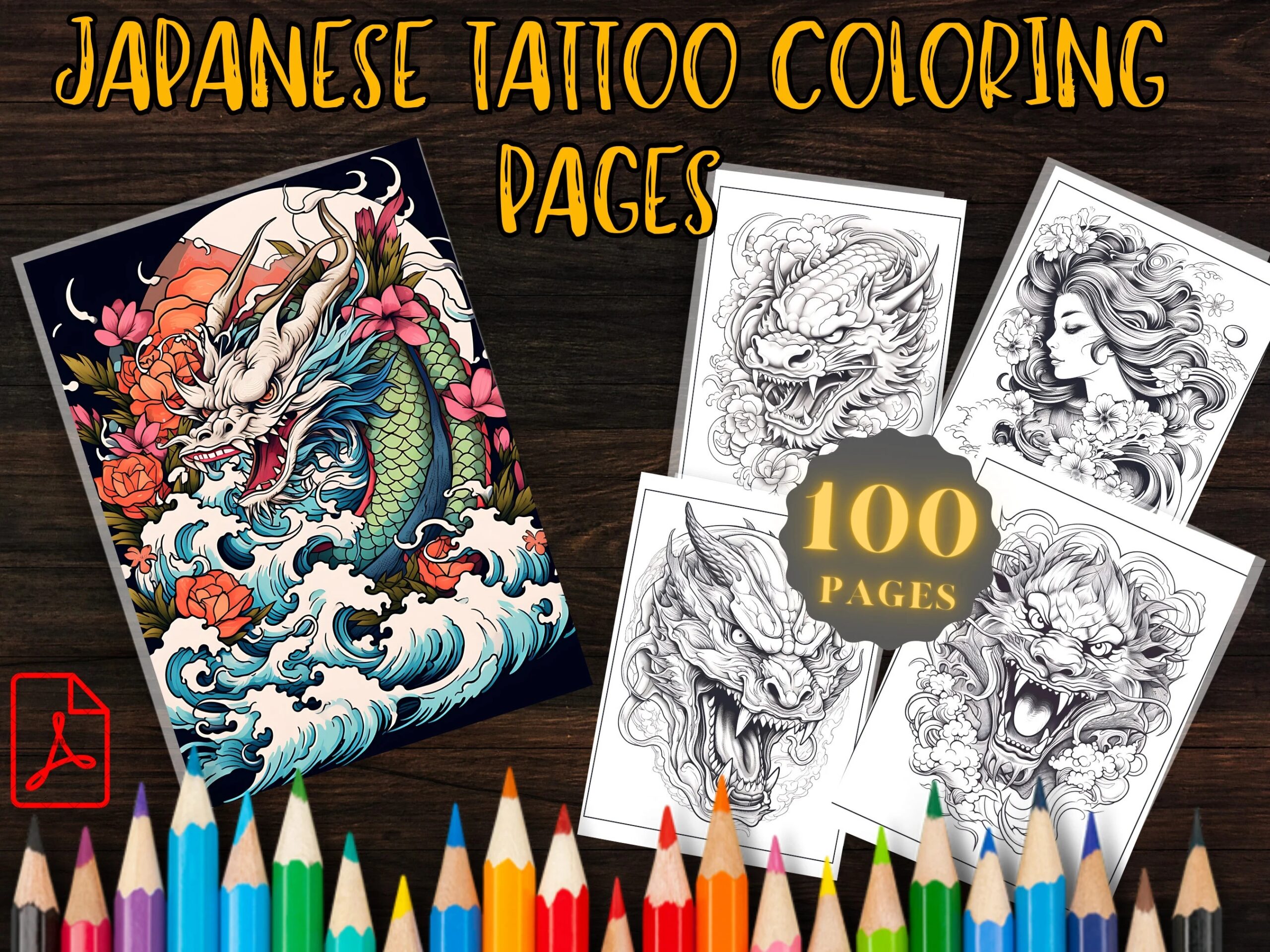 100 Japanese Tattoo Coloring Pages Digital Download Japanese Artwork Ideal For Tattoo Artists Enthusiasts High quality Printable Pdfs Etsy