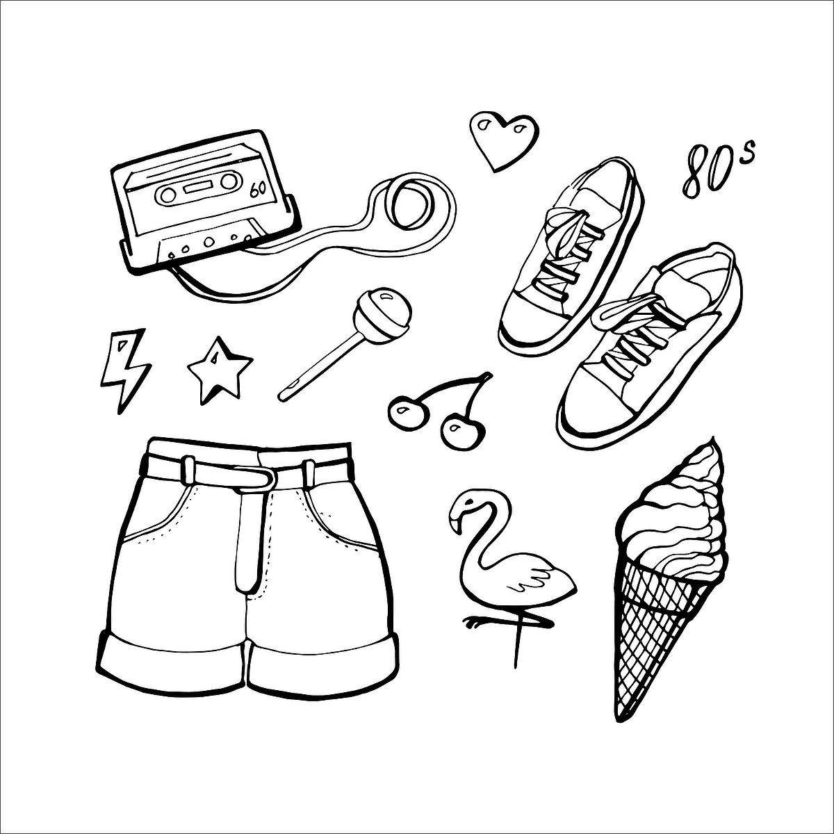 80s Theme Coloring Pages