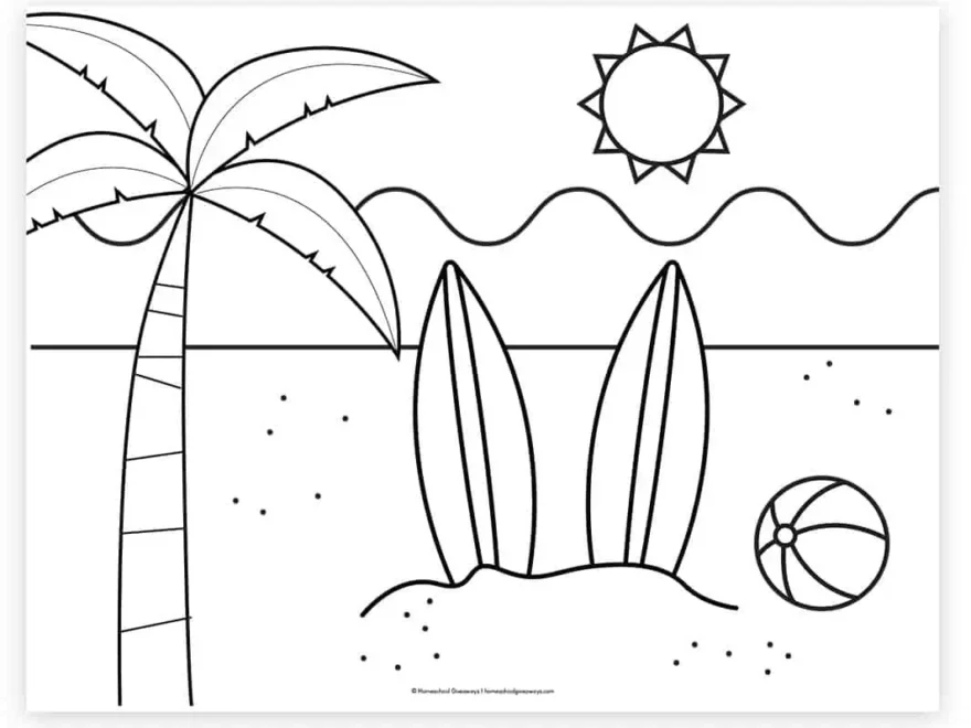 20 Beach Coloring Pages For Kids To Print For Free