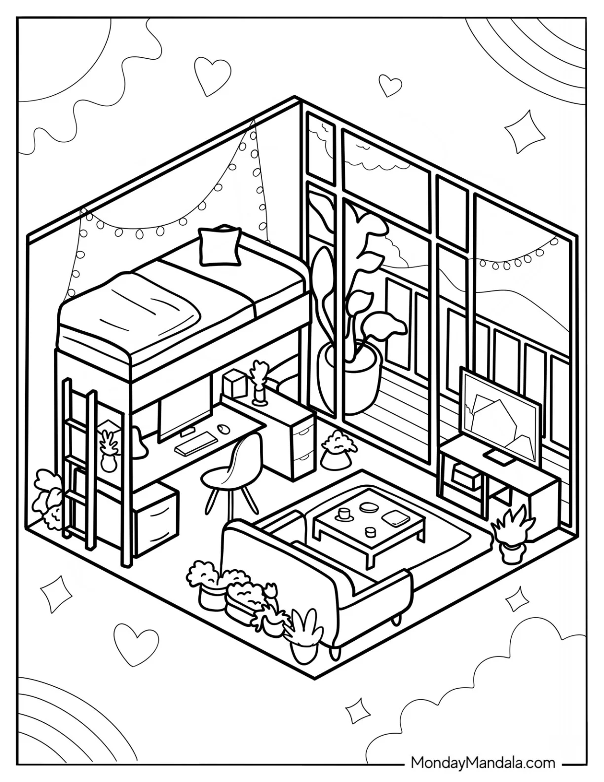 20 Bedroom Coloring Pages Free PDF Printables 