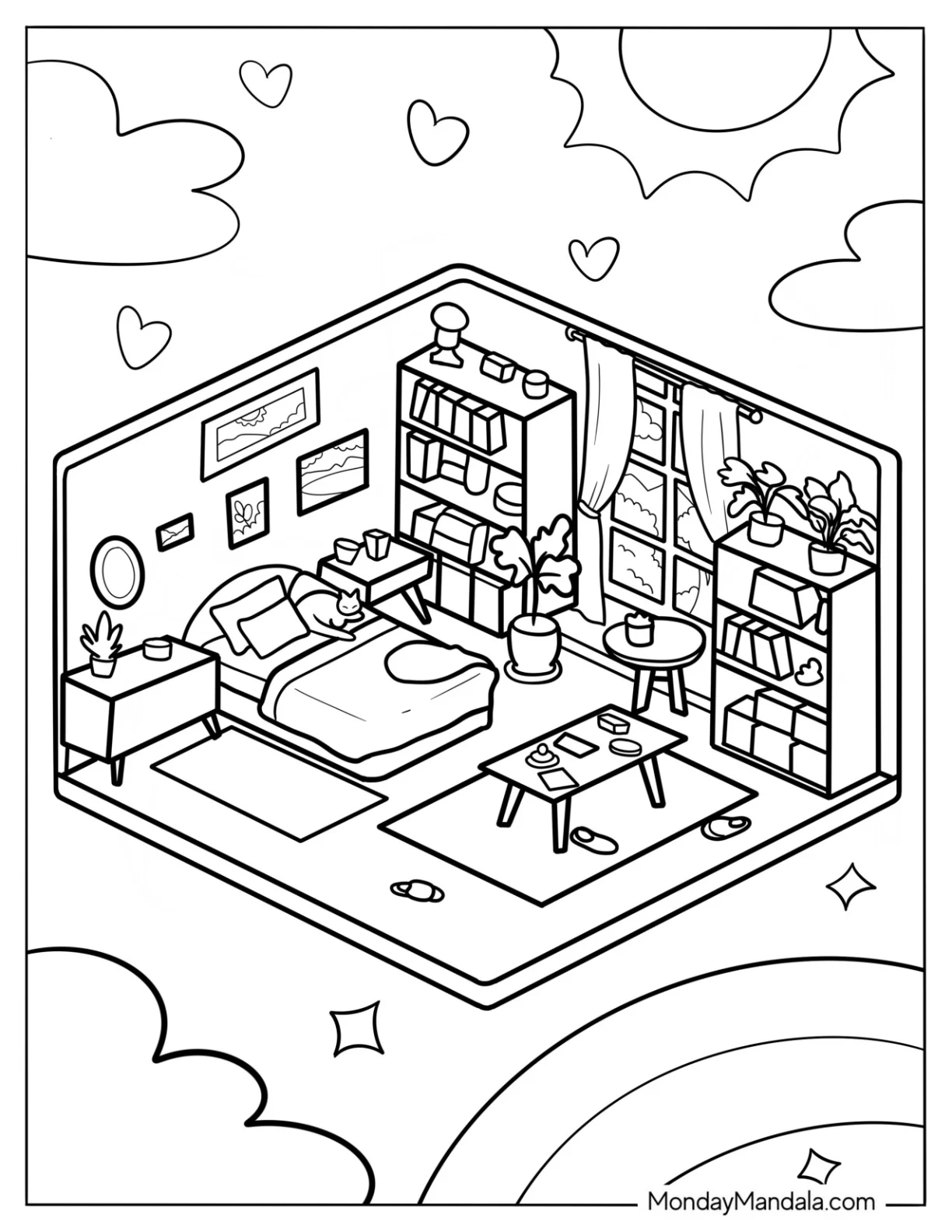 20 Bedroom Coloring Pages Free PDF Printables 