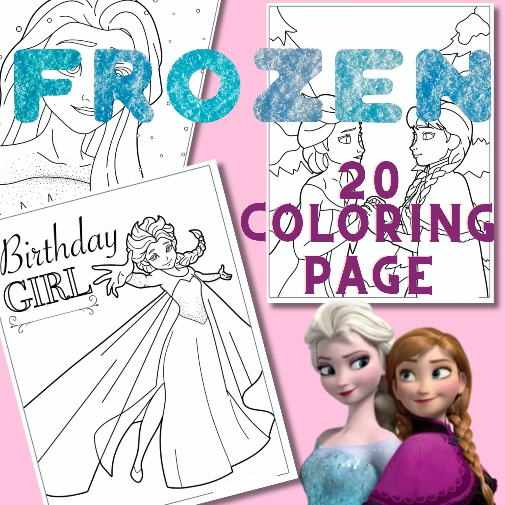 20 Disney Frozen Coloring Page Elsa Coloring Page Elsa Anna Birthday Book Digital Coloring Page Printable Colouring Page elsa Birhday Etsy