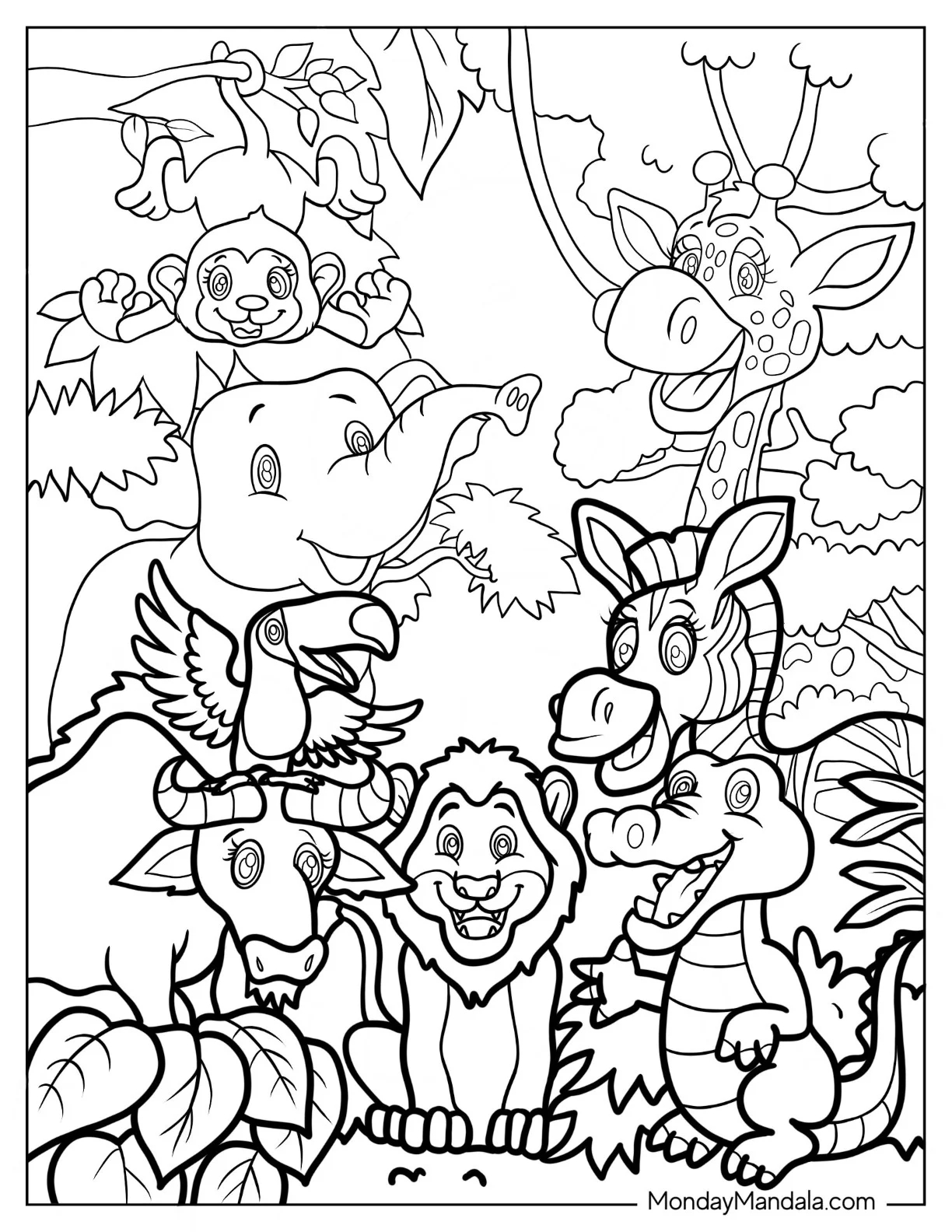 20 Jungle Coloring Pages Free PDF Printables 
