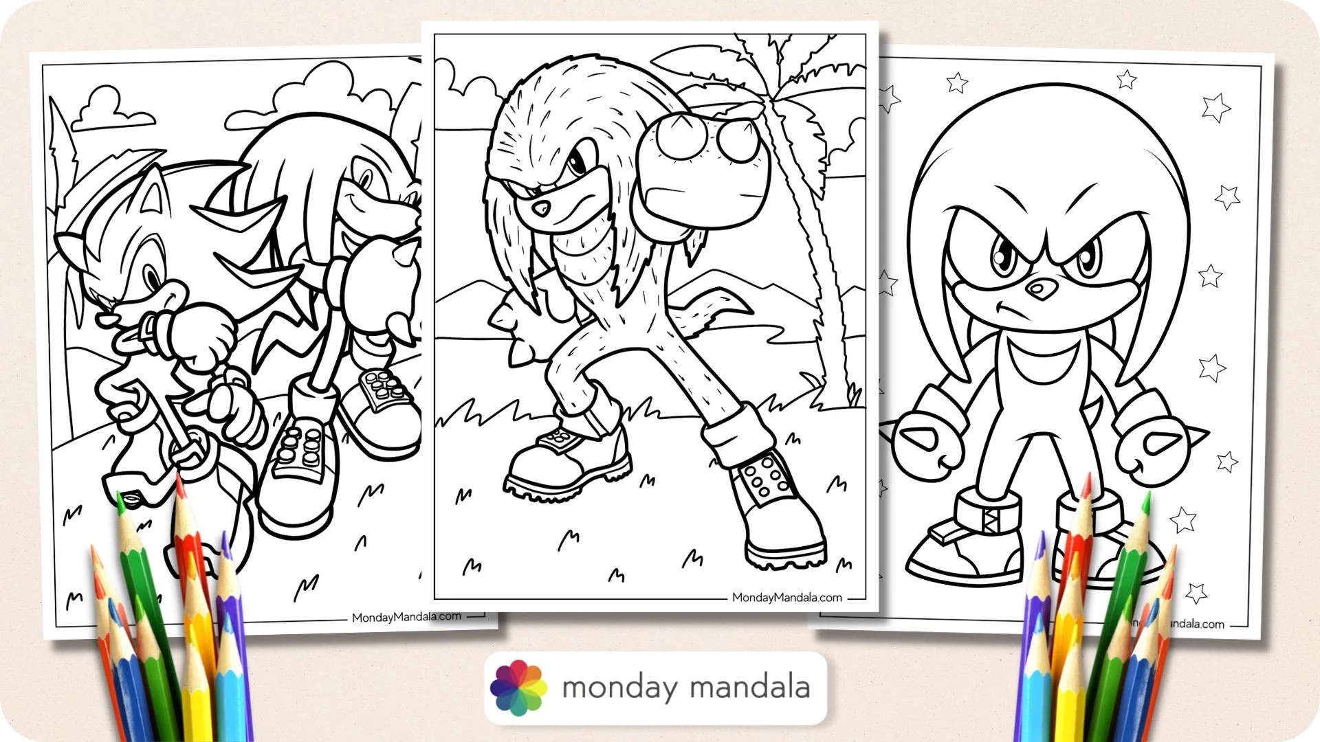 Knuckles Christmas Coloring Pages