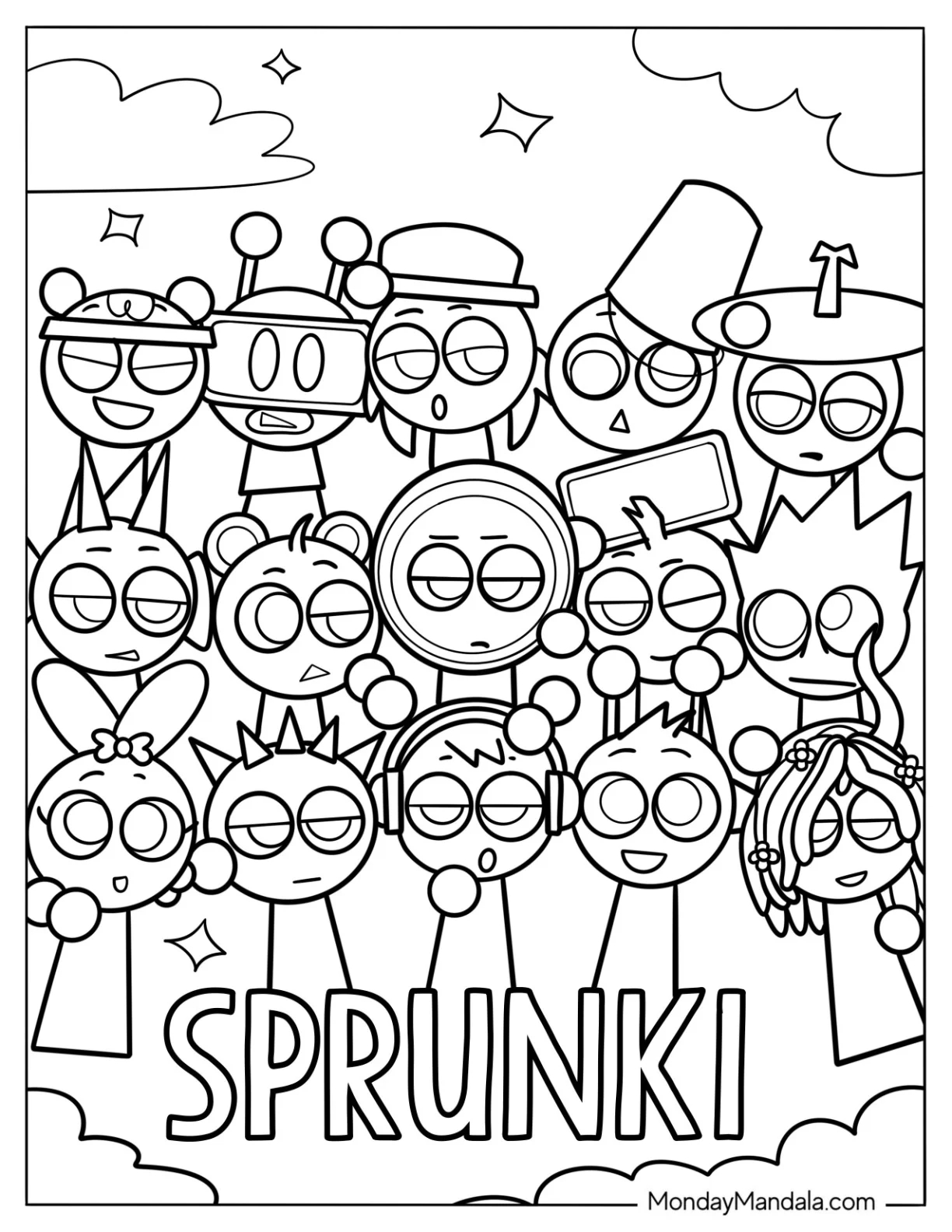 22 Sprunki Coloring Pages Free PDF Printables 