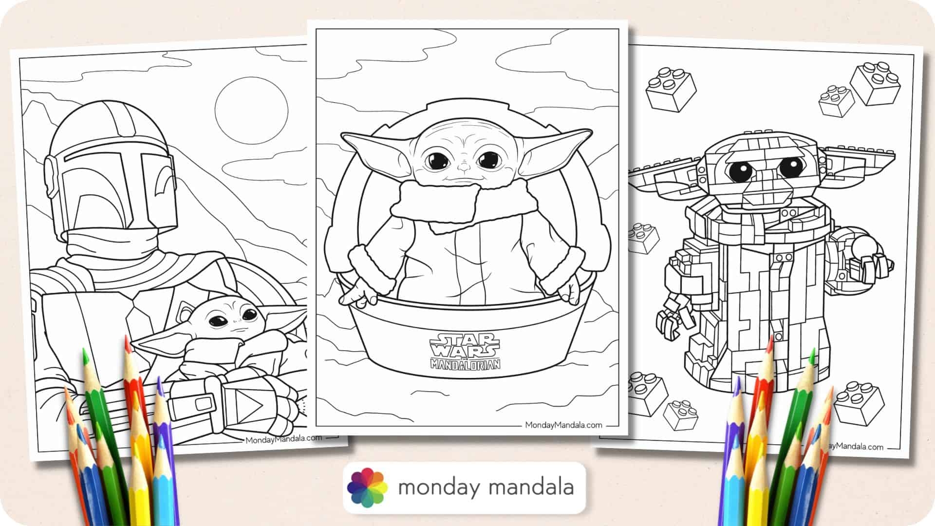 24 Baby Yoda Coloring Pages Free PDF Printables 