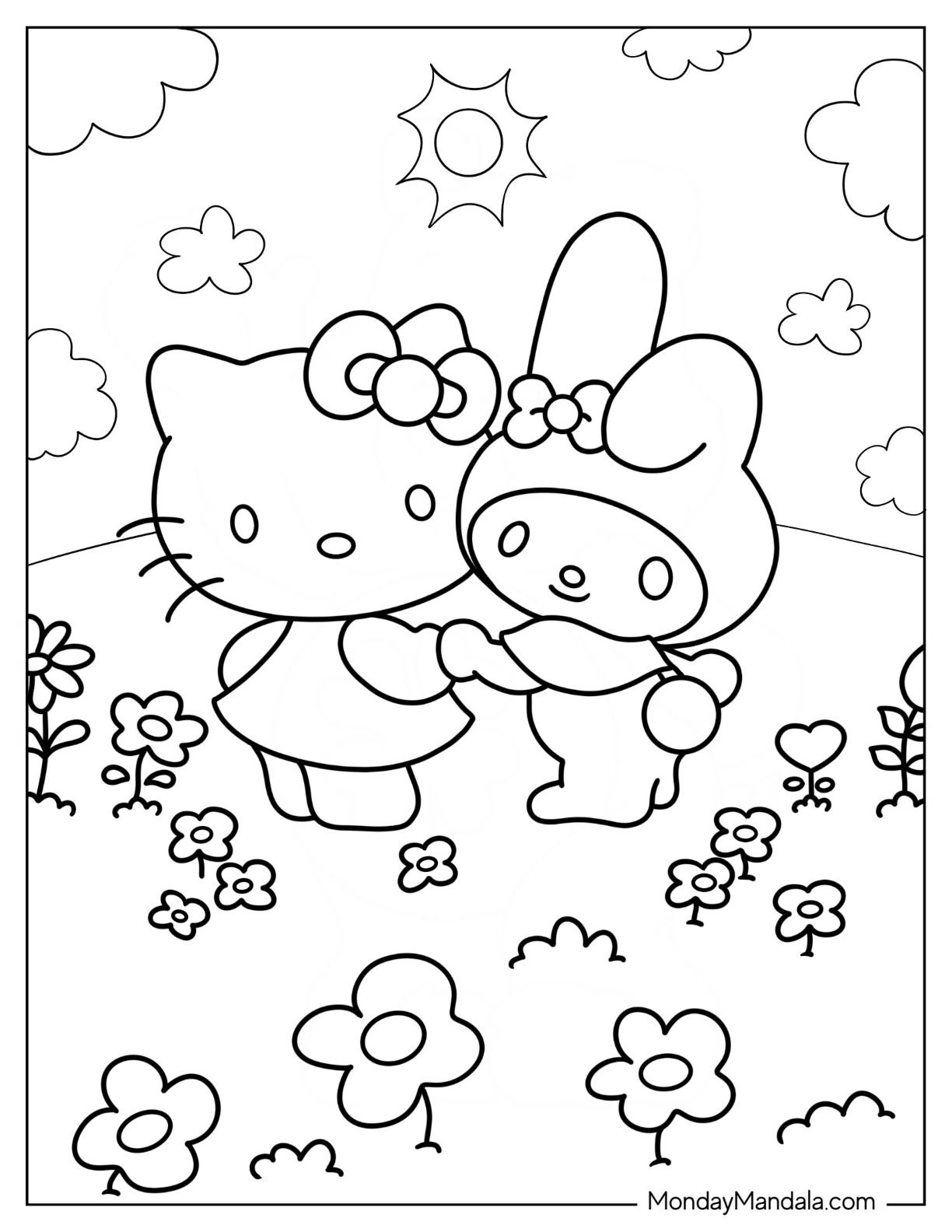 Cute Hello Kitty And Friends Coloring Pages