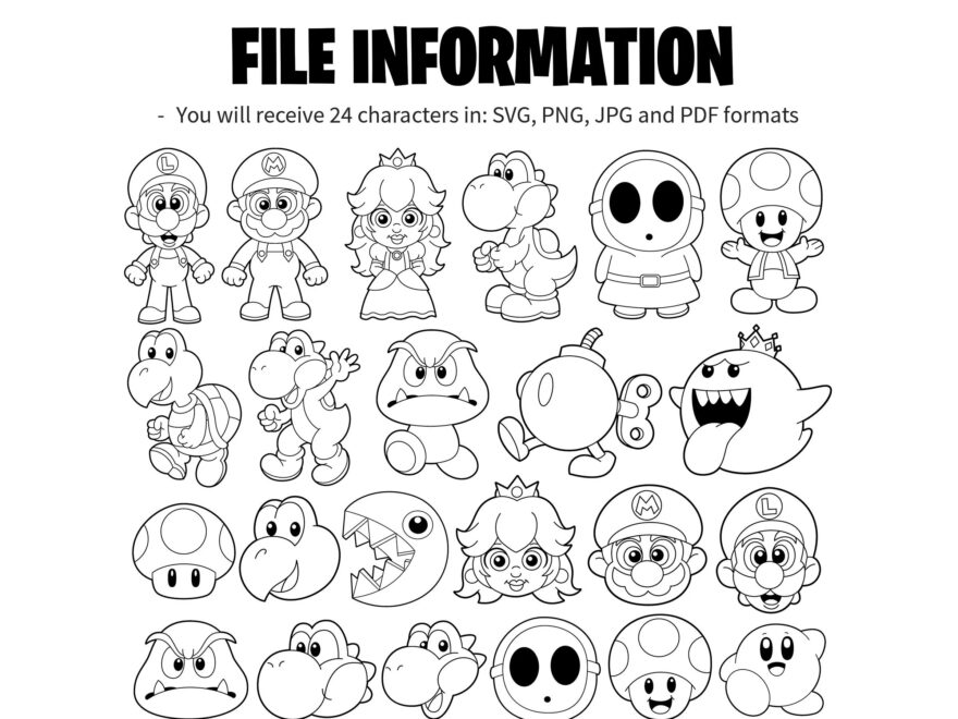 24 Super Mario Printable Coloring Pages A4 Coloring Book For Kids Coloring Pages PDF Printable Coloring Pages Super Mario Gaming Bundle Etsy