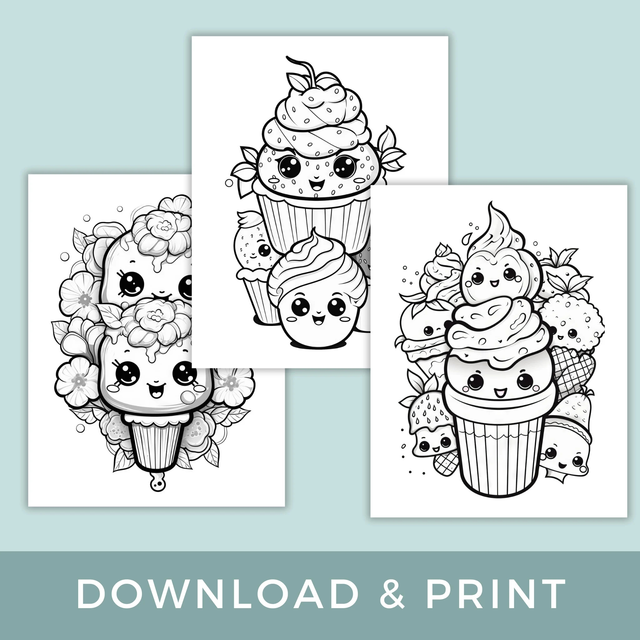 25 Colouring Pages For Kids Printable Cute Sweet Treats Colouring Pages For Kids Print And Colour Etsy