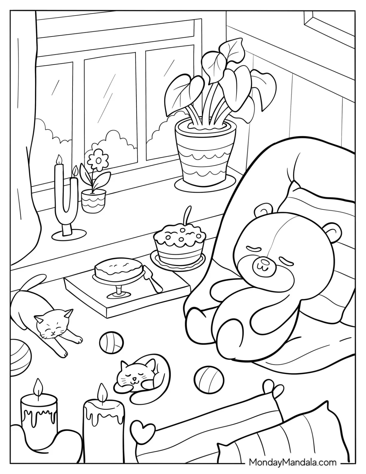 Aesthetic Coloring Pages Cute Room