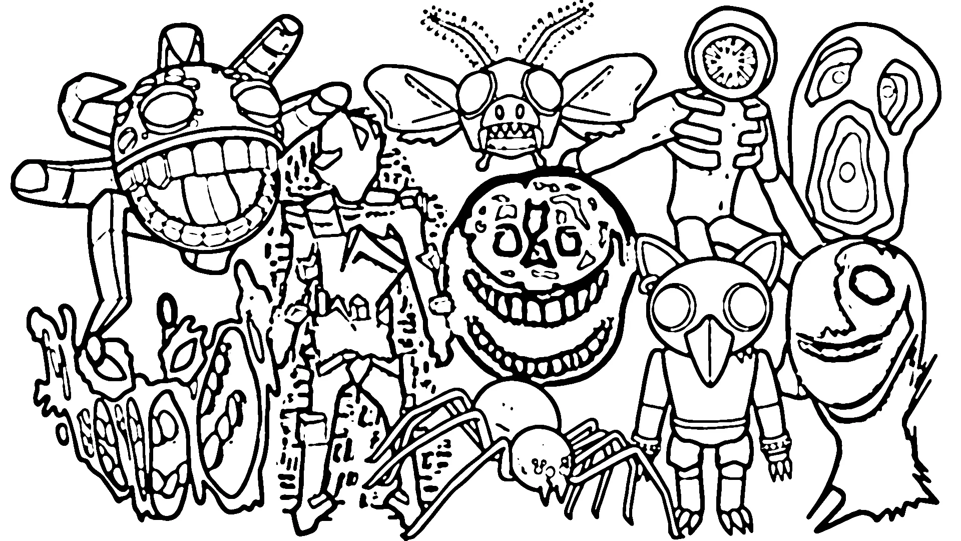 27 Coloring DOORS Floor 2 Free Face The Monsters