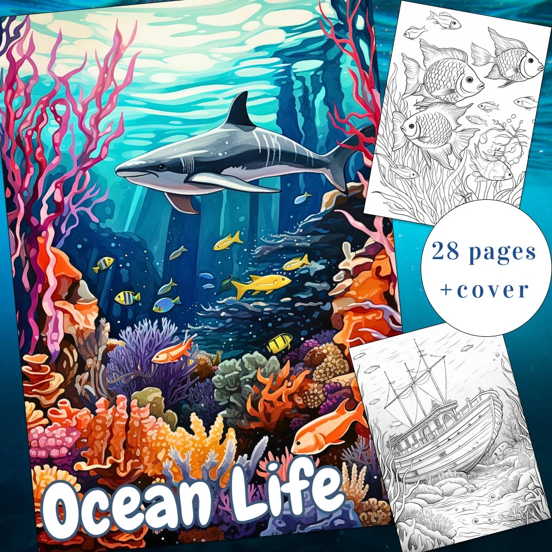 28 Ocean Life Coloring Page Ocean Coloring Sea Coloring Book Adults Kids Instant Download Marine Wildlife Coloring Printable PDF Etsy