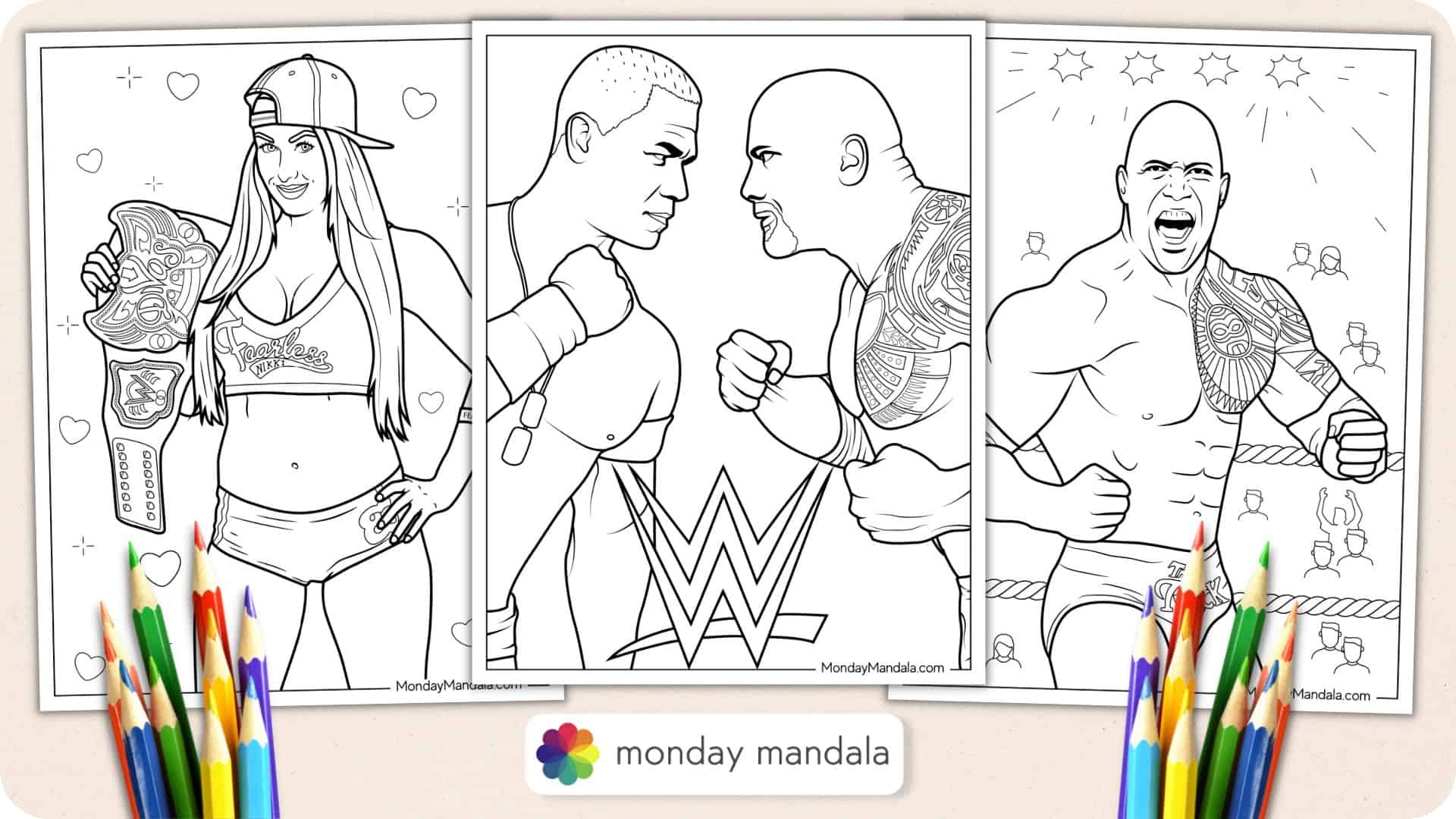 28 Wrestling WWE Coloring Pages Free PDF Printables 