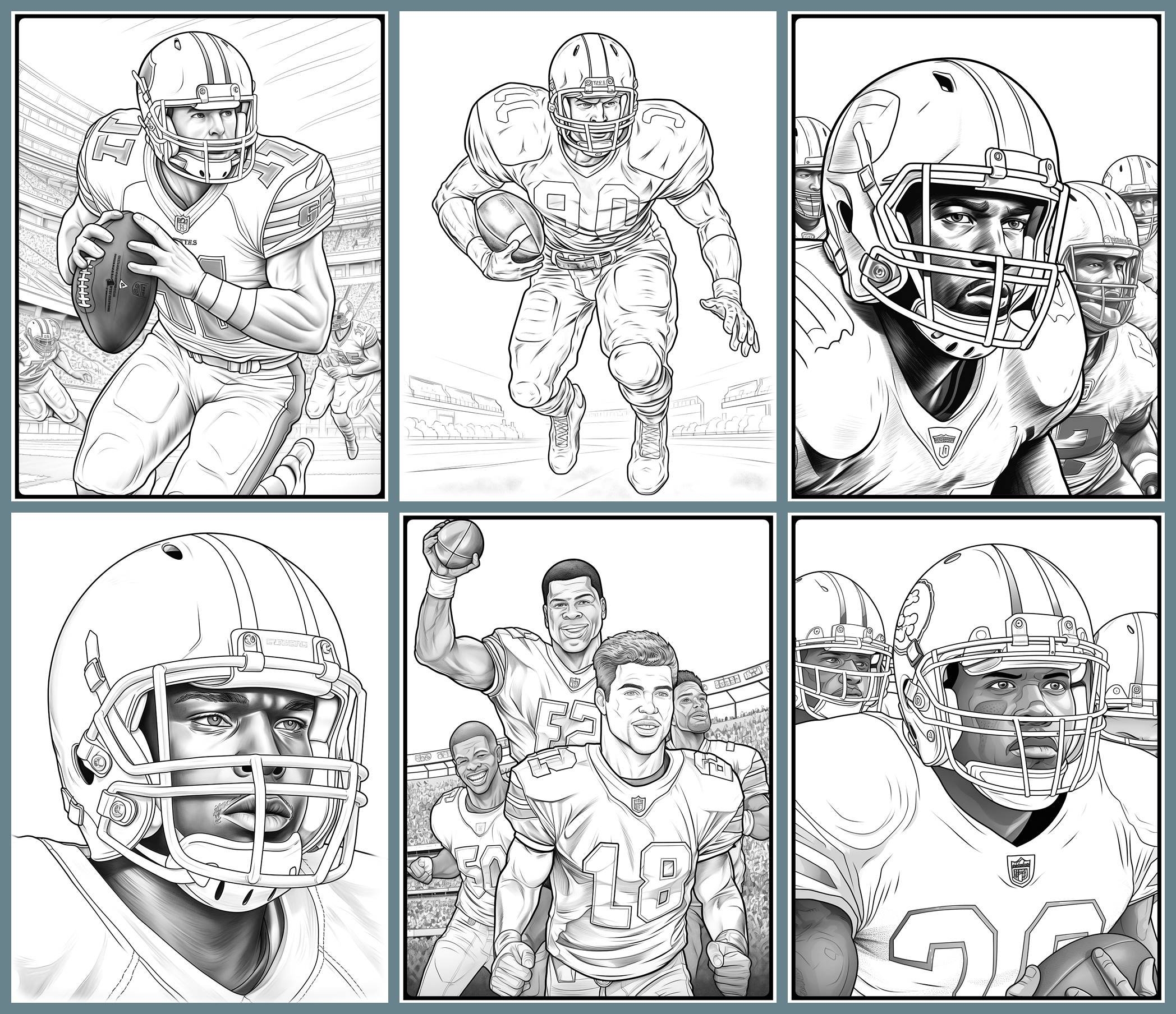 30 Football Coloring Pages American Football Adults Printable Grayscale Coloring Book American Football Digital Coloring Book Pages Etsy