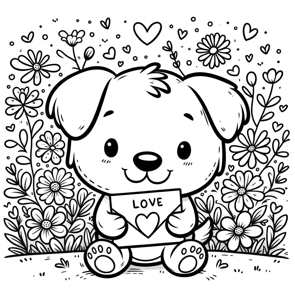 30 Valentine Dog Themed Coloring Pages 30 Cute Love Coloring Pages Cute Kids Valentines Day Coloring Bundle Etsy