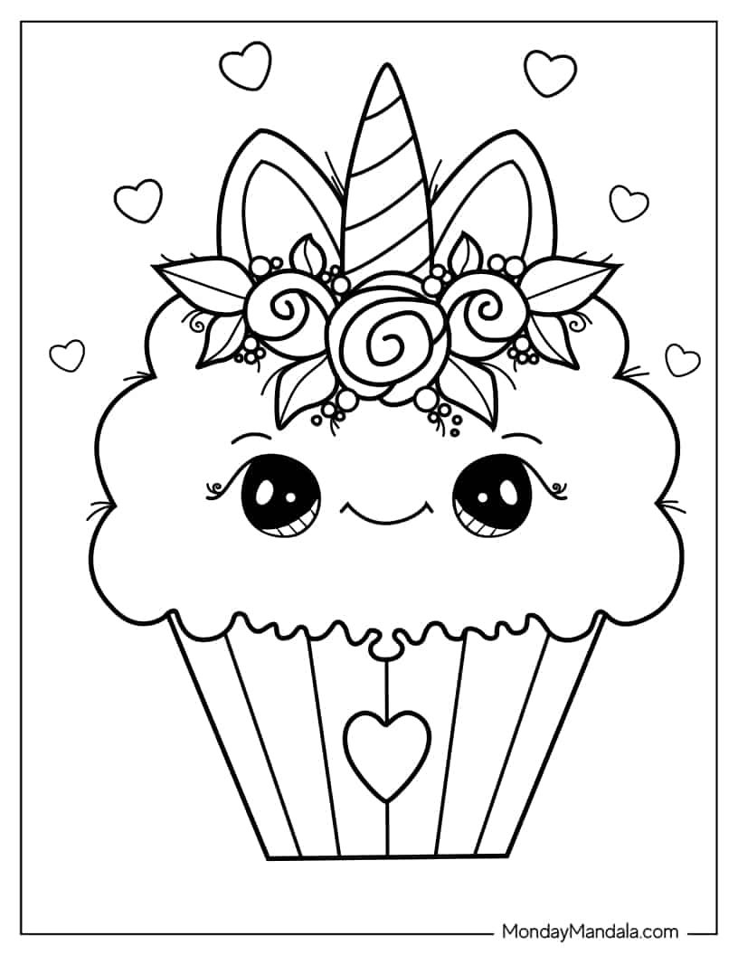 32 Cupcake Coloring Pages Free PDF Printables 