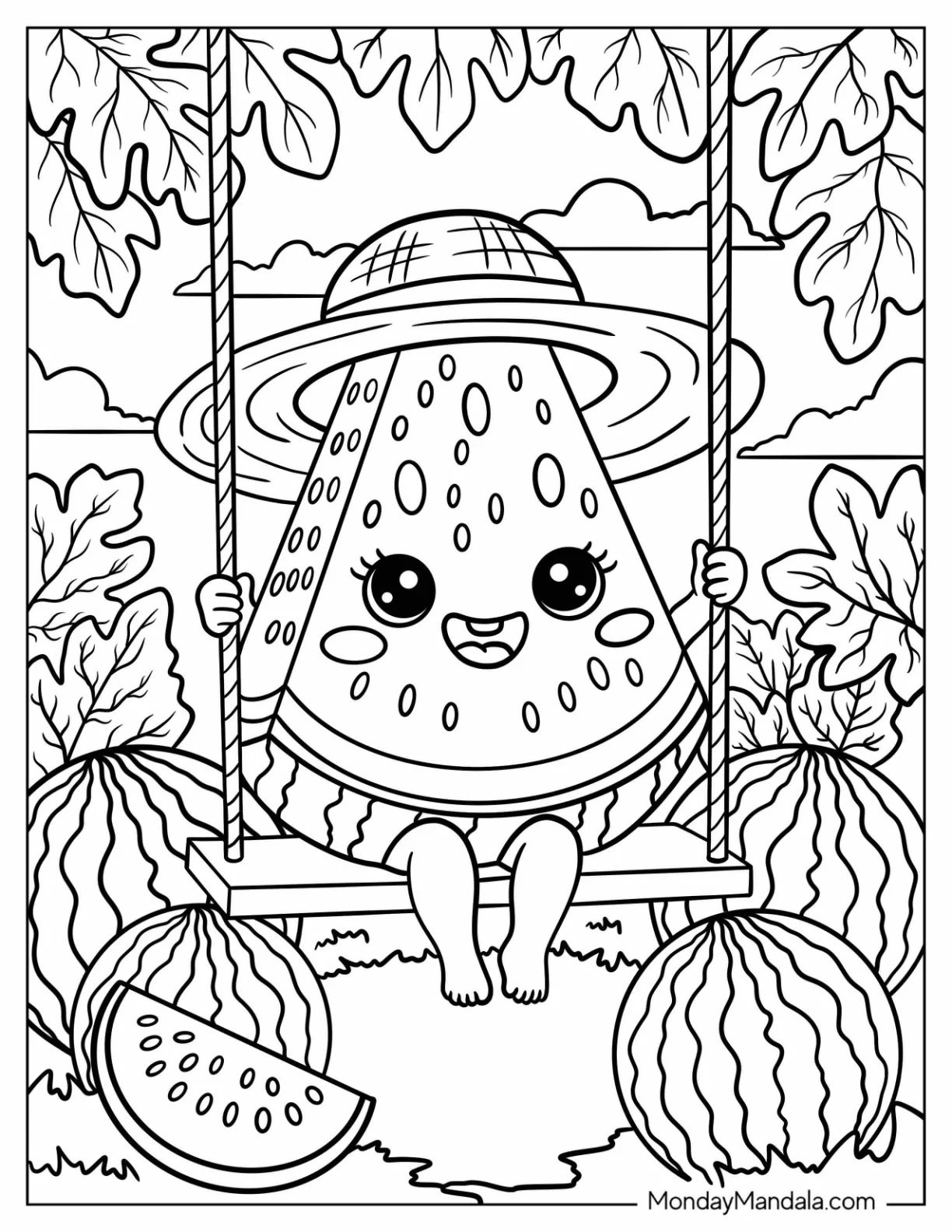 32 Watermelon Coloring Pages Free PDF Printables 