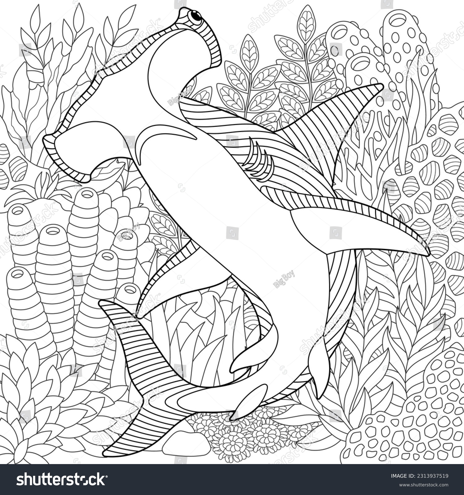 39 Hammer Shark Coloring Page Stock Vectors And Vector Art Shutterstock