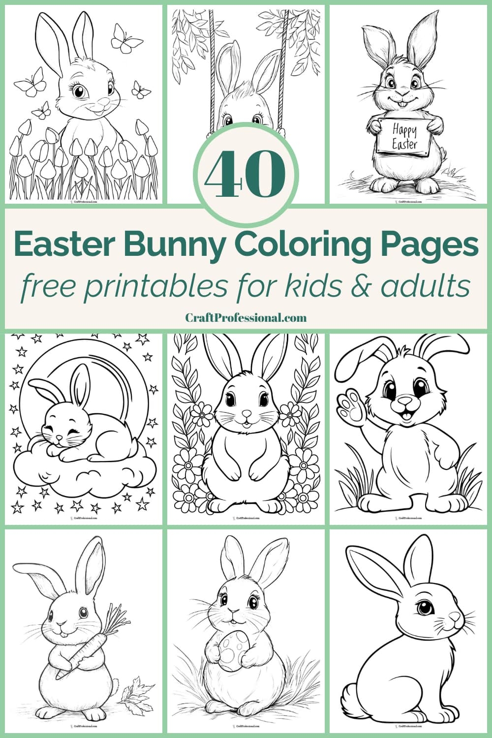 40 Easter Bunny Coloring Pages Free Printable Fun For Kids Adults