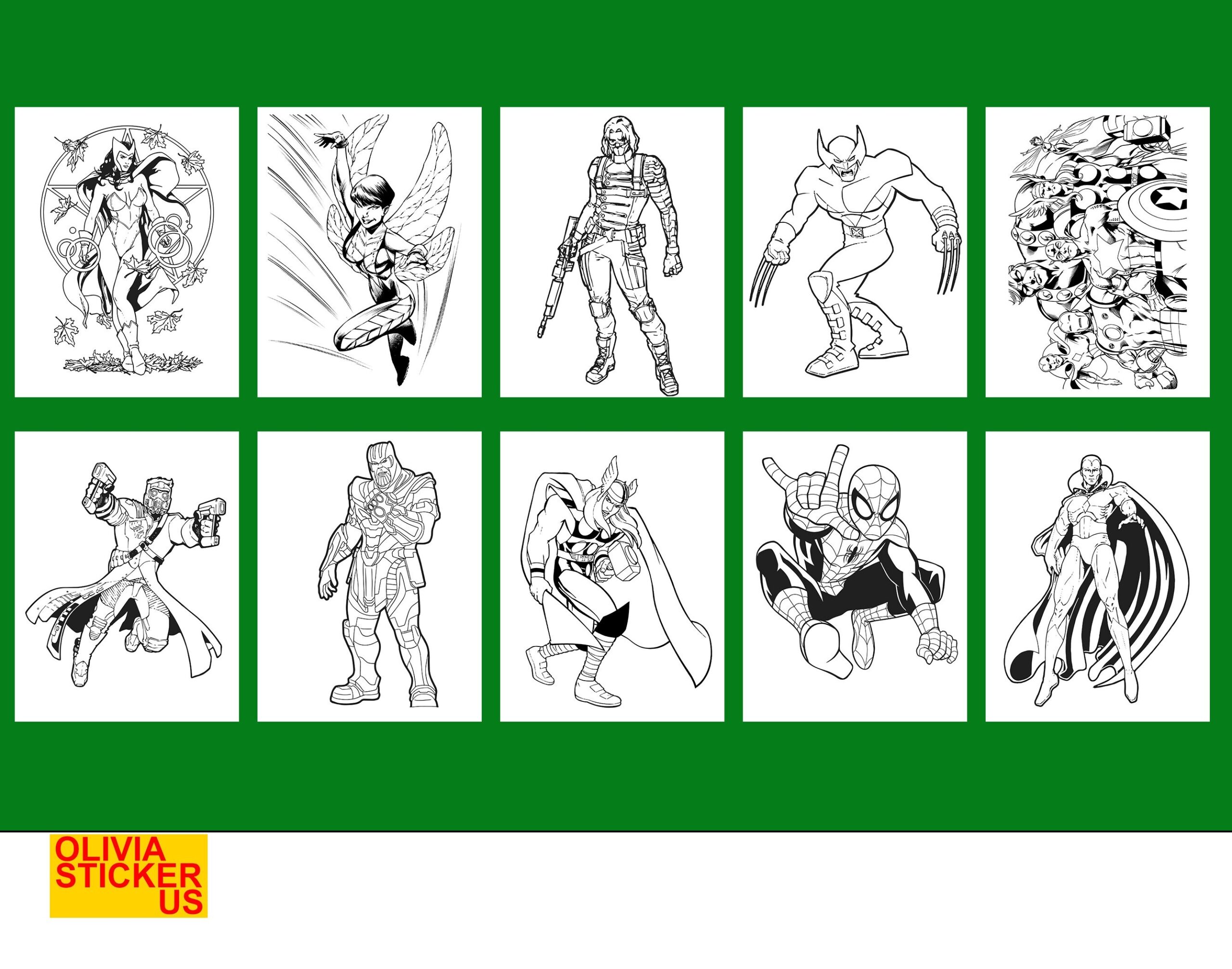 40 X Popular MARVEL Superhero Coloring Book Avengers Coloring Activity For Kids At Home Printable 20 Coloring Pages PDF And JPG Etsy