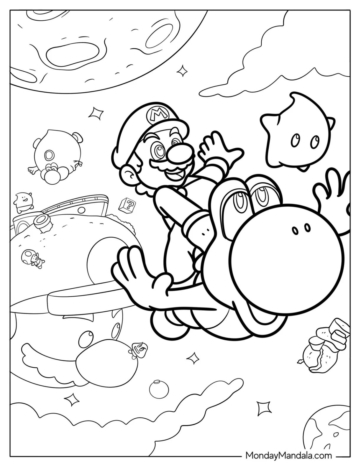 41 Yoshi Coloring Pages Free PDF Printables 