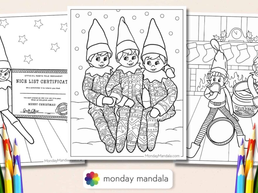 44 Elf On The Shelf Coloring Pages Free PDF Printables