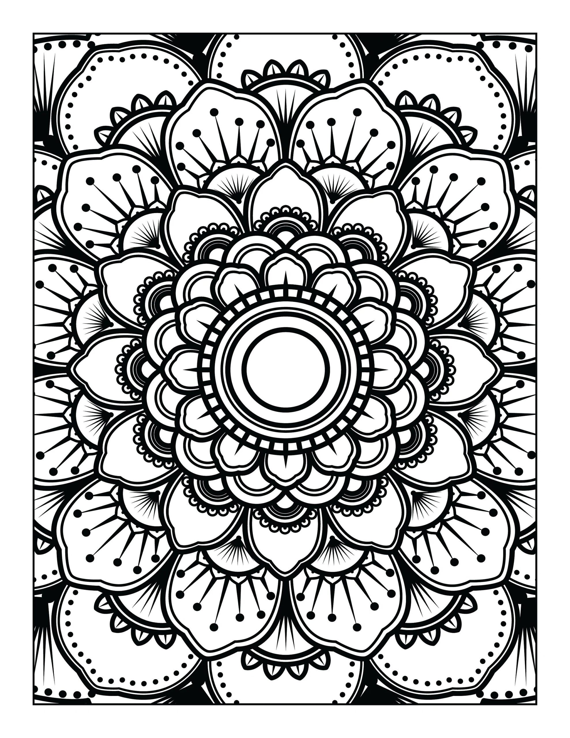 5 Printable Mandala adult Coloring Pages Floral Easy Coloring Book Mandalas Etsy