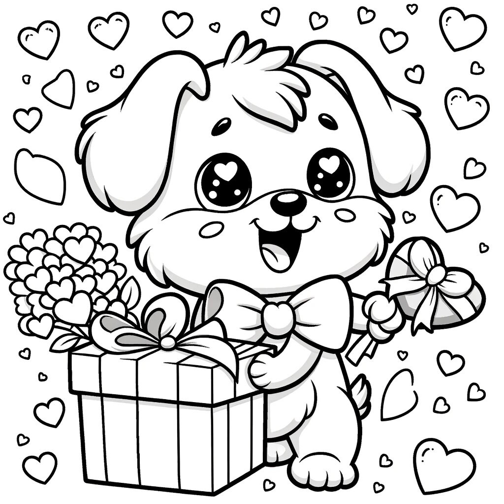 5 Valentine Dog Themed Coloring Pages 5 Cute Love Coloring Pages Cute Kids Valentines Day Coloring Etsy