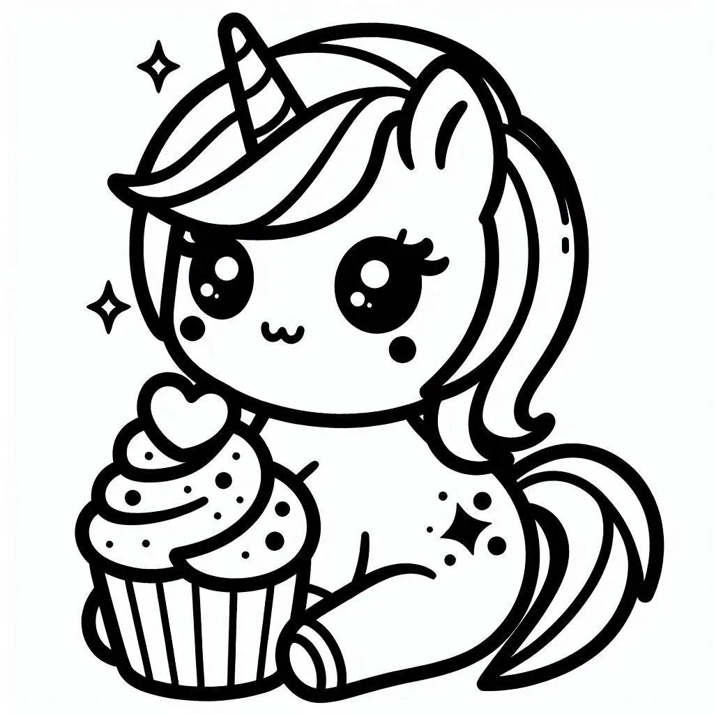 Cute Unicorn Food Coloring Pages