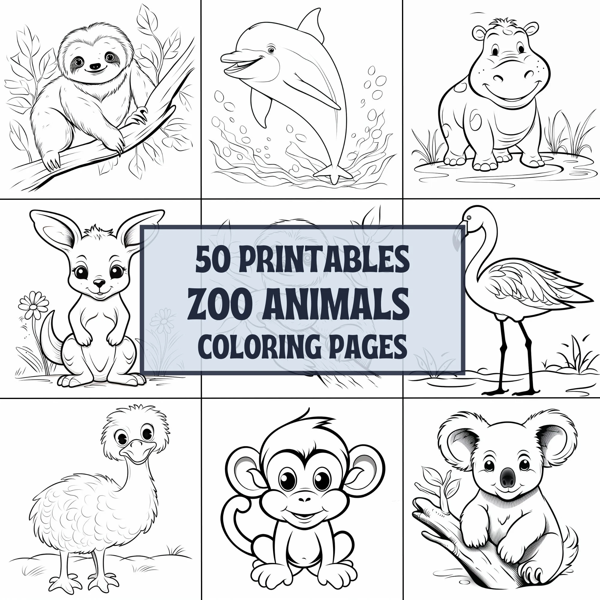 50 Cute Zoo Animal Coloring Pages Kids Coloring Printable Kids Coloring Pages Coloring Sheets Cute Animal Coloring Pages For Kids Etsy Canada