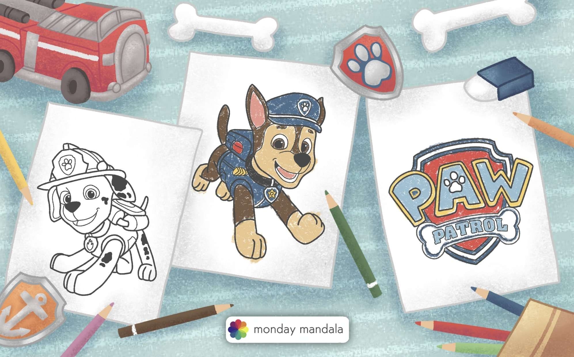 Paw Patrol Chase Coloring Pages Printable