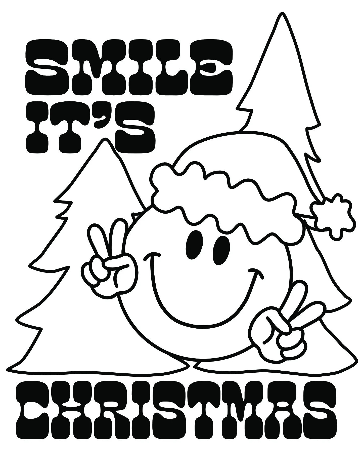 6 GROOVY Christmas Coloring Pages Etsy
