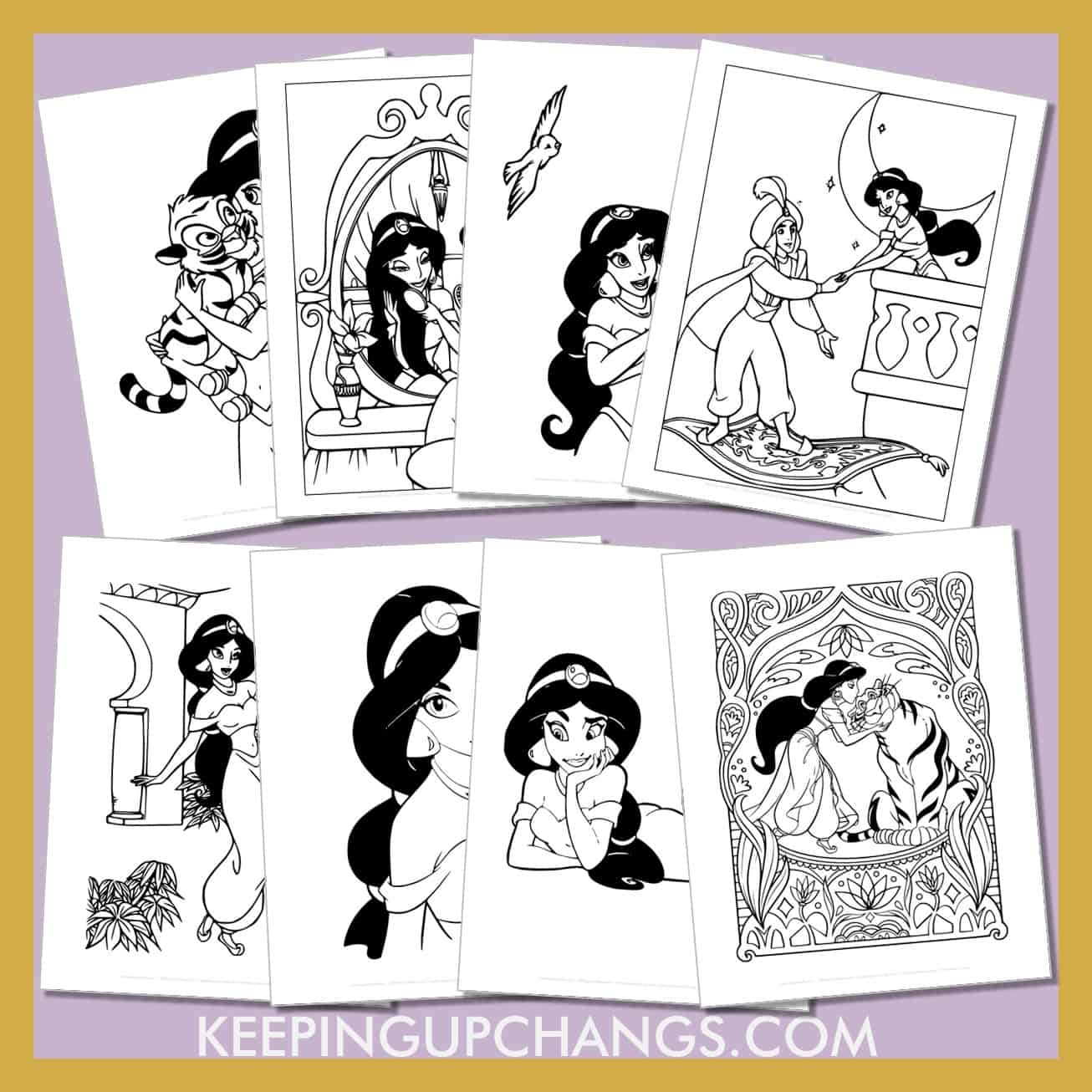 Jasmine With Baby Tiger Coloring Pages