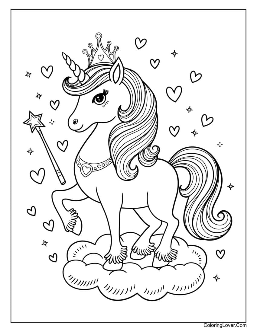 Easy Unicorn Coloring Pages