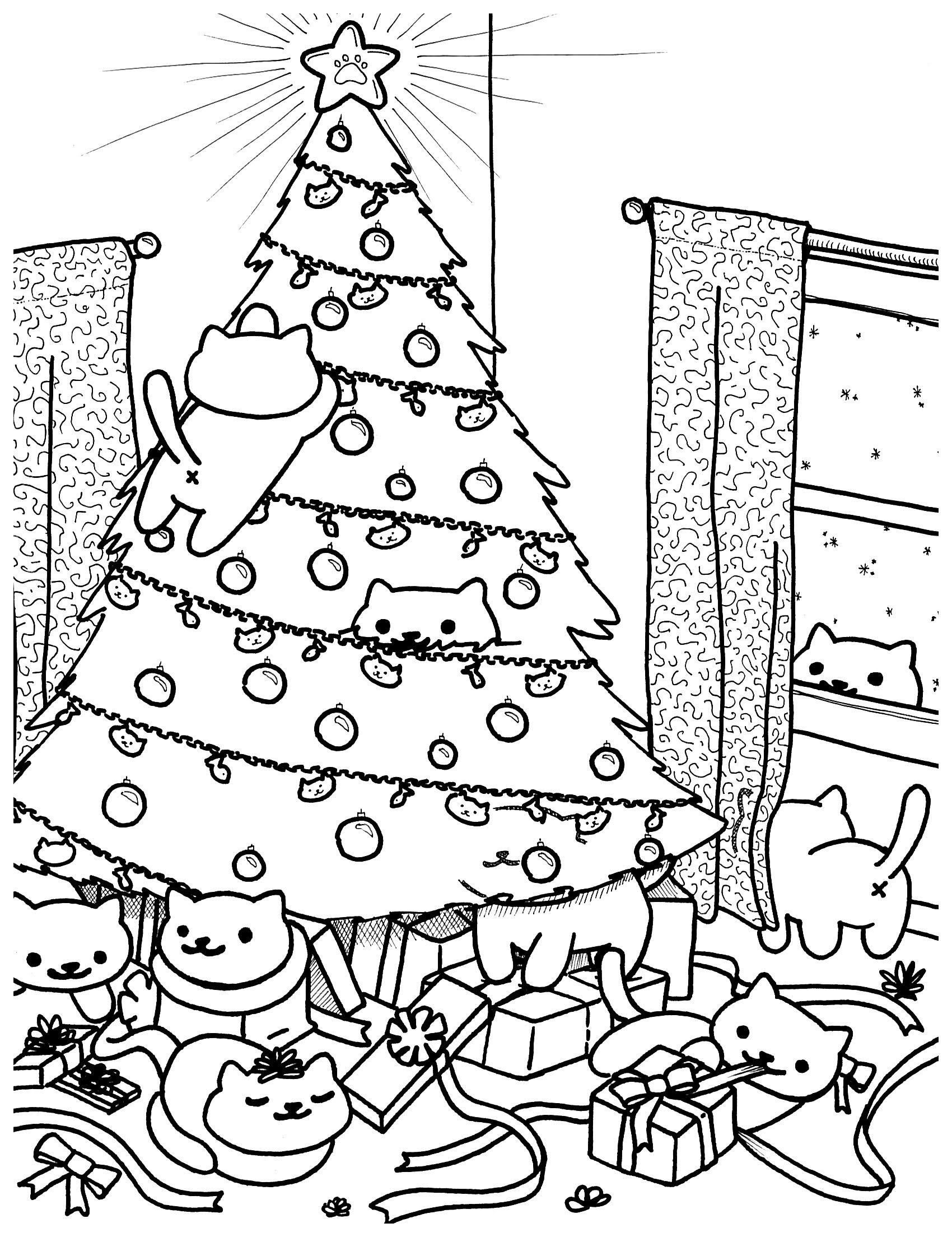 A Meowy Christmas Coloring Sheet R aww