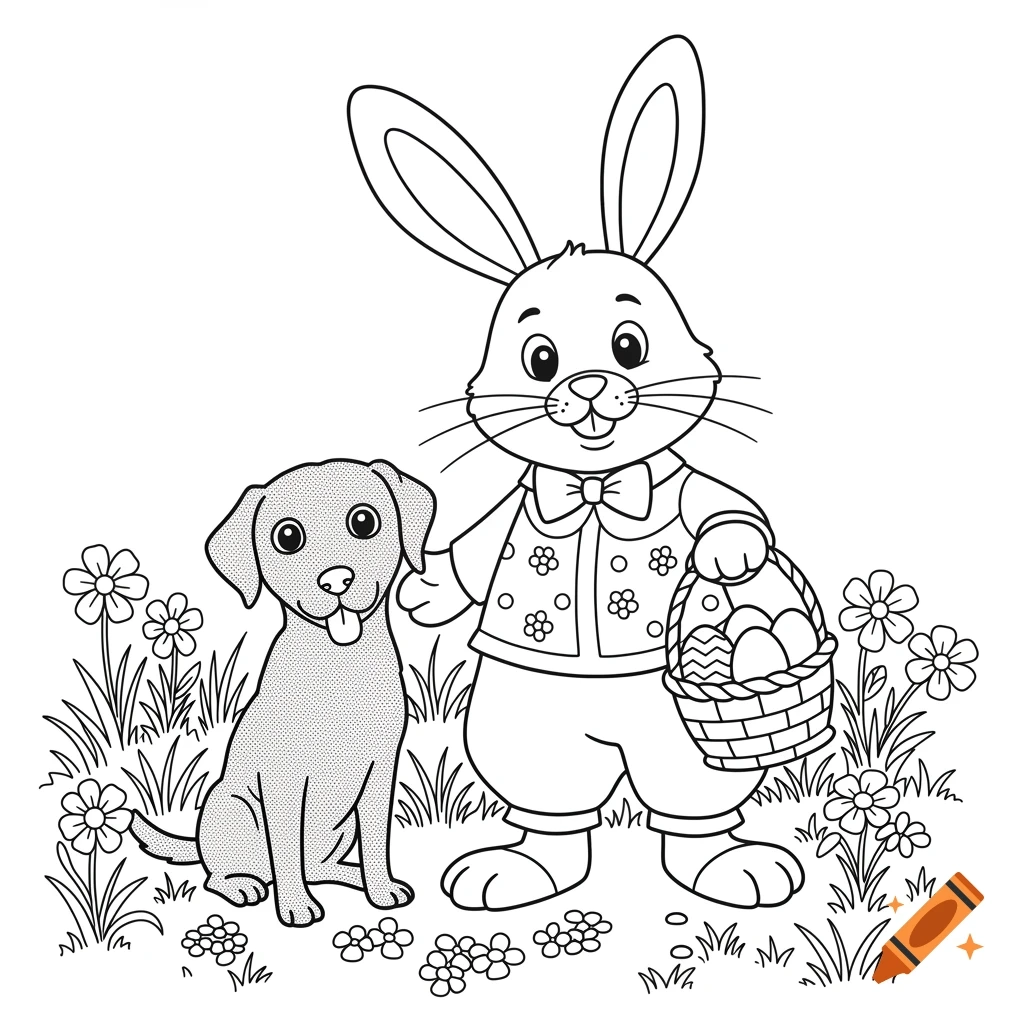 Adorable Easter Bunny For Coloring In Black And White Created On Craiyon Adorable Easter Bunny For Coloring In Black And White Created On Craiyon