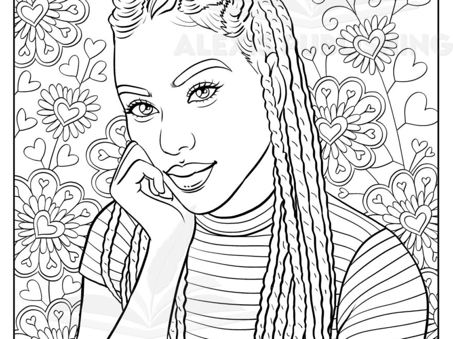 Adult Coloring Page instant Download Beautiful Black Woman Printable Etsy