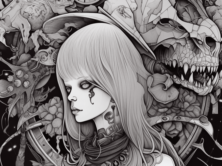 Adult Printable Coloring Pages 476 FREE Creepy Kawaii Anime Dark Fantasy Printable Coloring Book Sheets Creativindie
