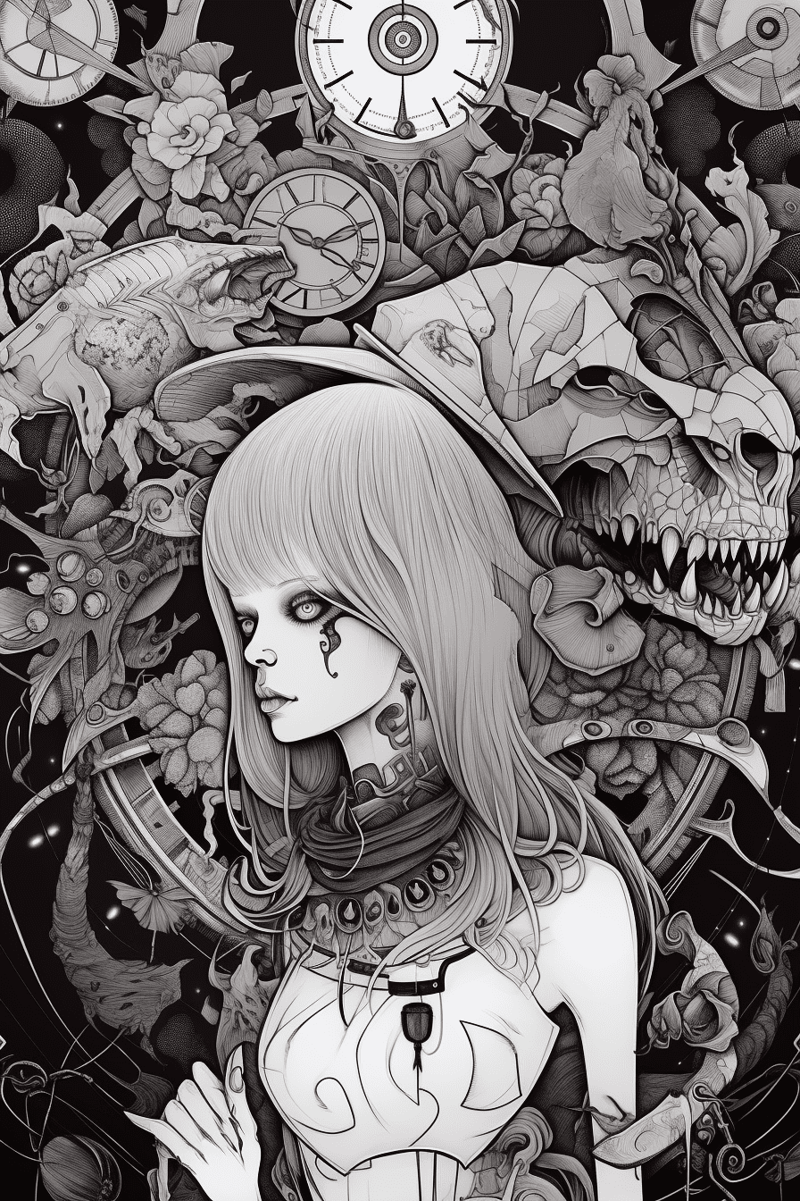 Adult Printable Coloring Pages 476 FREE Creepy Kawaii Anime Dark Fantasy Printable Coloring Book Sheets Creativindie