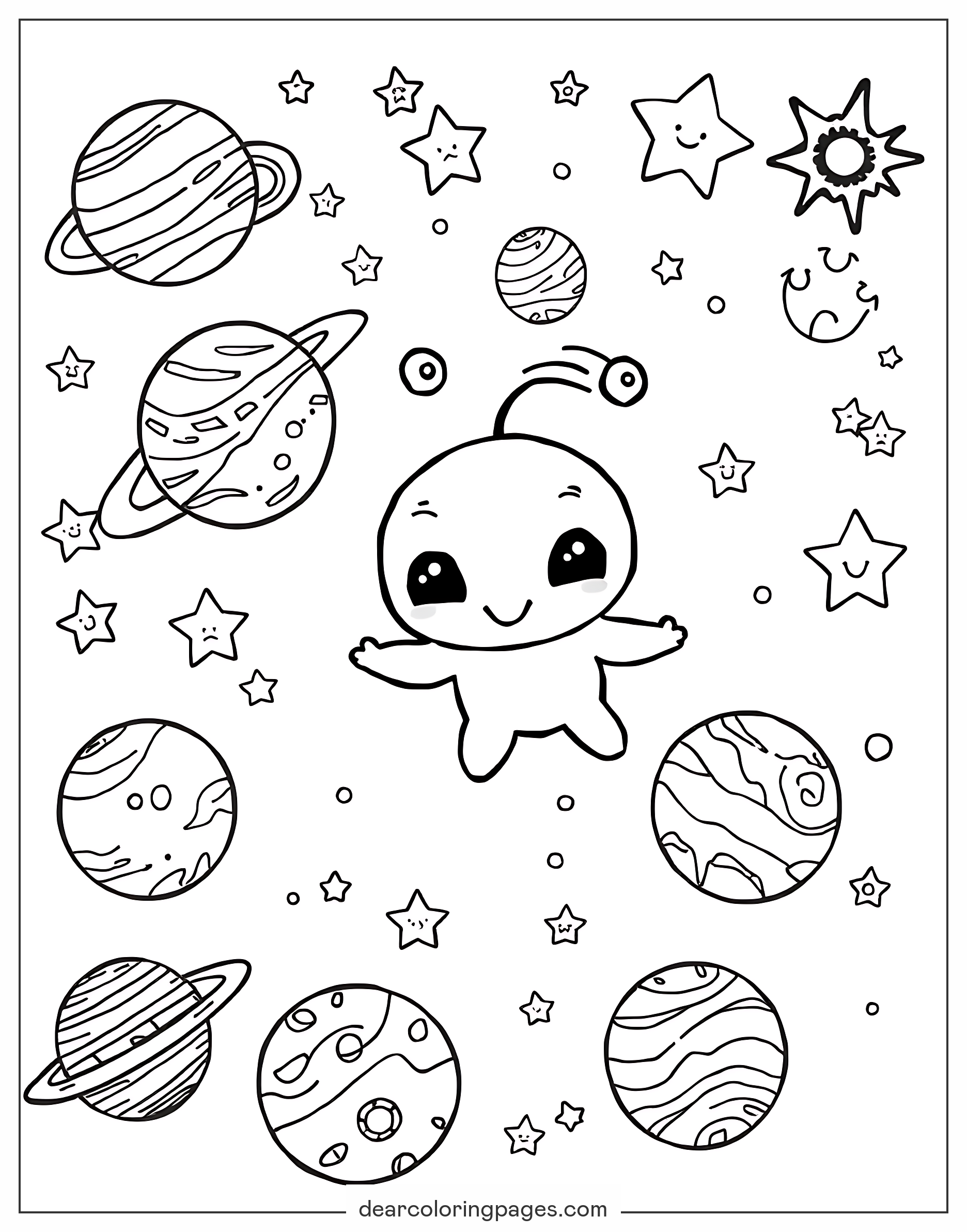 Outer Space Alien Coloring Pages