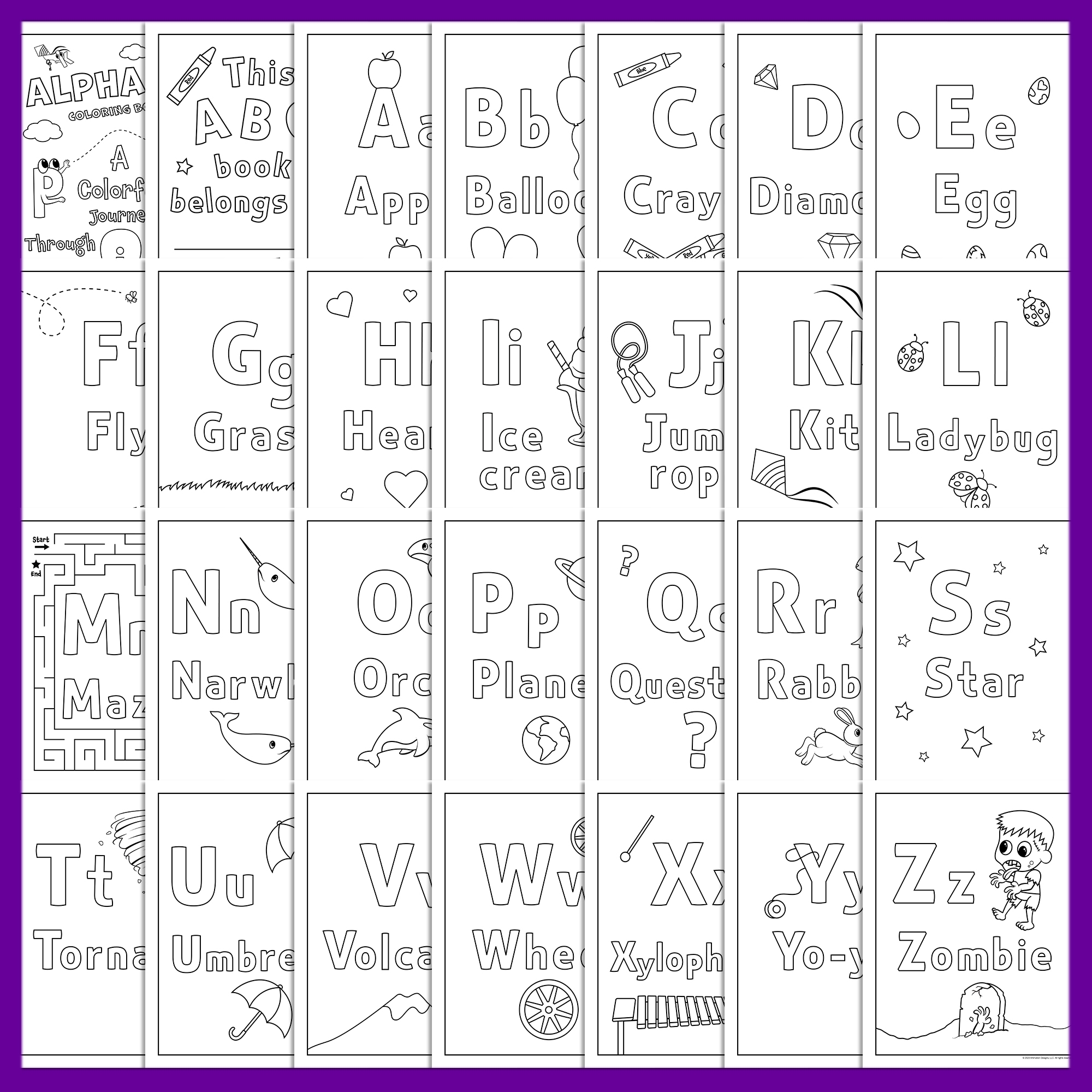 Alphabet Coloring Book ABC Coloring Pages Back To School Activity Classful