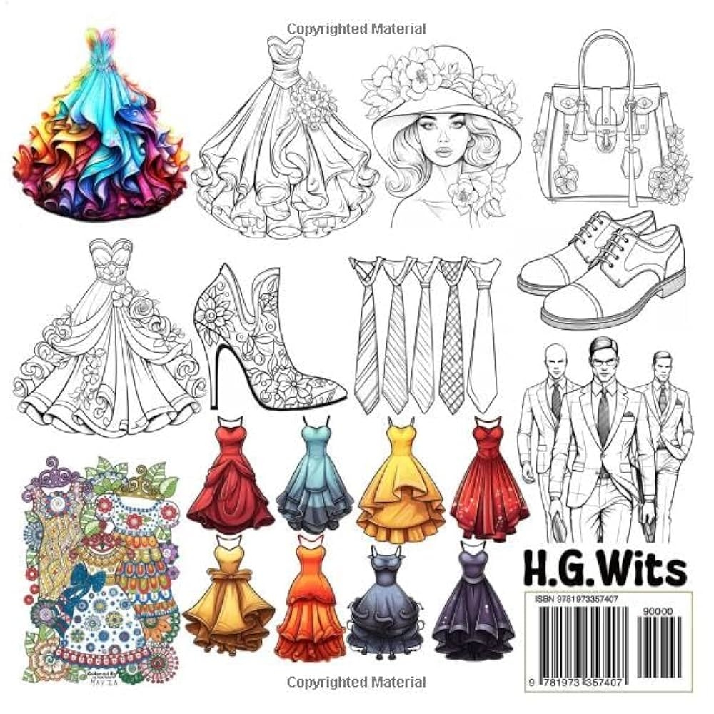 Amazon Best Fashion Design Models Dresses Jewelry Shoes Glasses Adult Coloring Book 1 In Style Coloring Pages Of Men Women Clothes Boots Wedding Sketches Modern Trends Relaxation Meditation Activities 9781973357407 Wits H G 