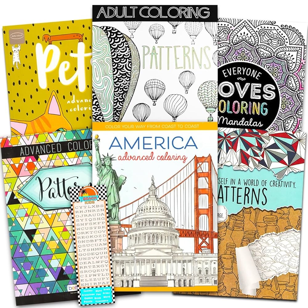 Amazon Bulk Advanced Coloring Books For Adults Teens 6 Pc Adult Coloring Book Set Relaxation Coloring Bundle With With Mandalas Moroccan Tile Meditative Designs And More 9798885112529 Bulk Coloring Books