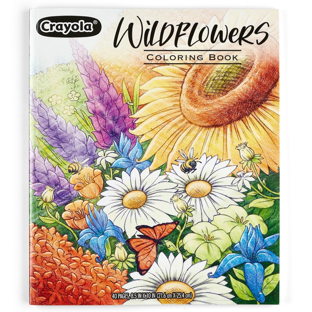 Amazon Crayola Wildflower Coloring Book 40 Pages Premium Adult Coloring Pages For Stress Relief And Relaxation Gift For Adults