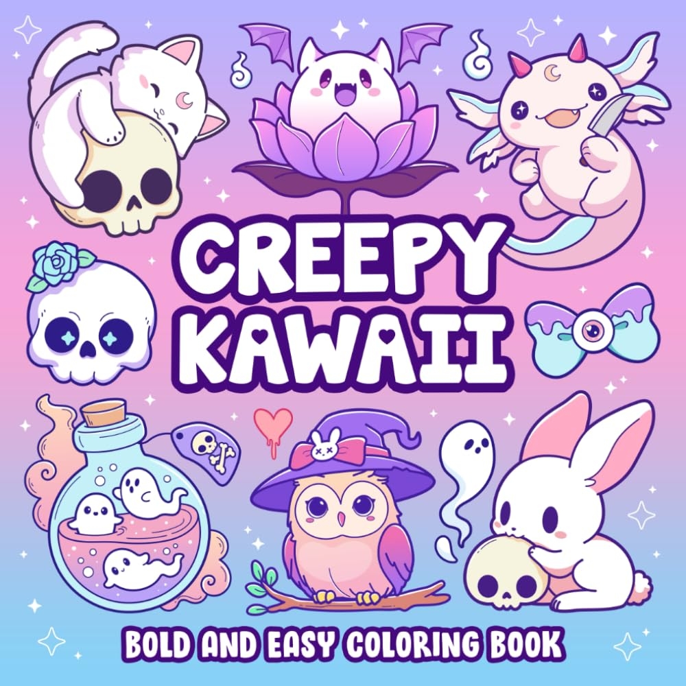 Amazon Creepy Kawaii Bold And Easy Coloring Book Cute And Spooky Pastel Goth Simple Coloring Pages For Adults And Teens 9798328376532 Leriza May Books