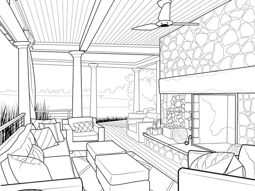 Amazon Dream Home Beach House An Interior Design Coloring Book 9781250279798 Brown Alan Books