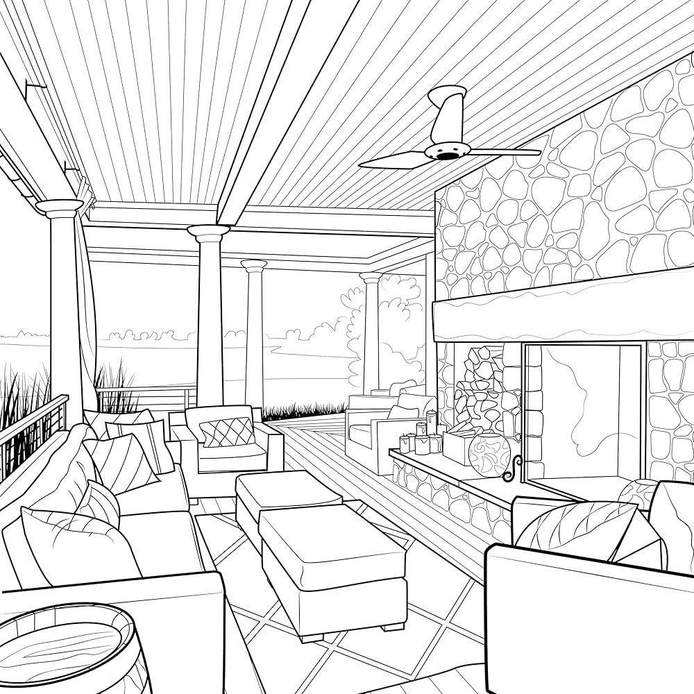 Amazon Dream Home Beach House An Interior Design Coloring Book 9781250279798 Brown Alan Books